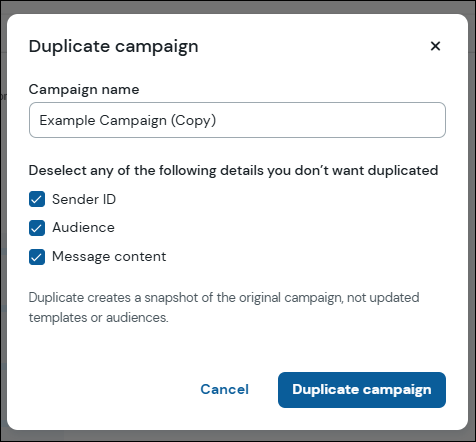 Duplicate campaign modal