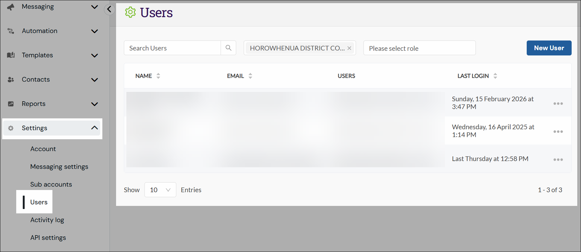 Users navigation screenshot